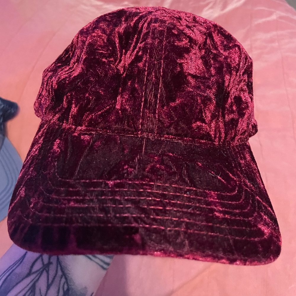 Red velvet baseball hat